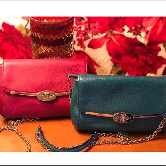 Vintage Coach Leather Crossbody BAG in TEAL - Picture 2 of 8